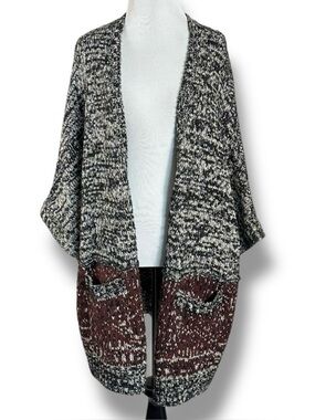 Zara Knit Bohemian Chunky Oversized Kimono Cardigan Sweater Half Sleeves Medium